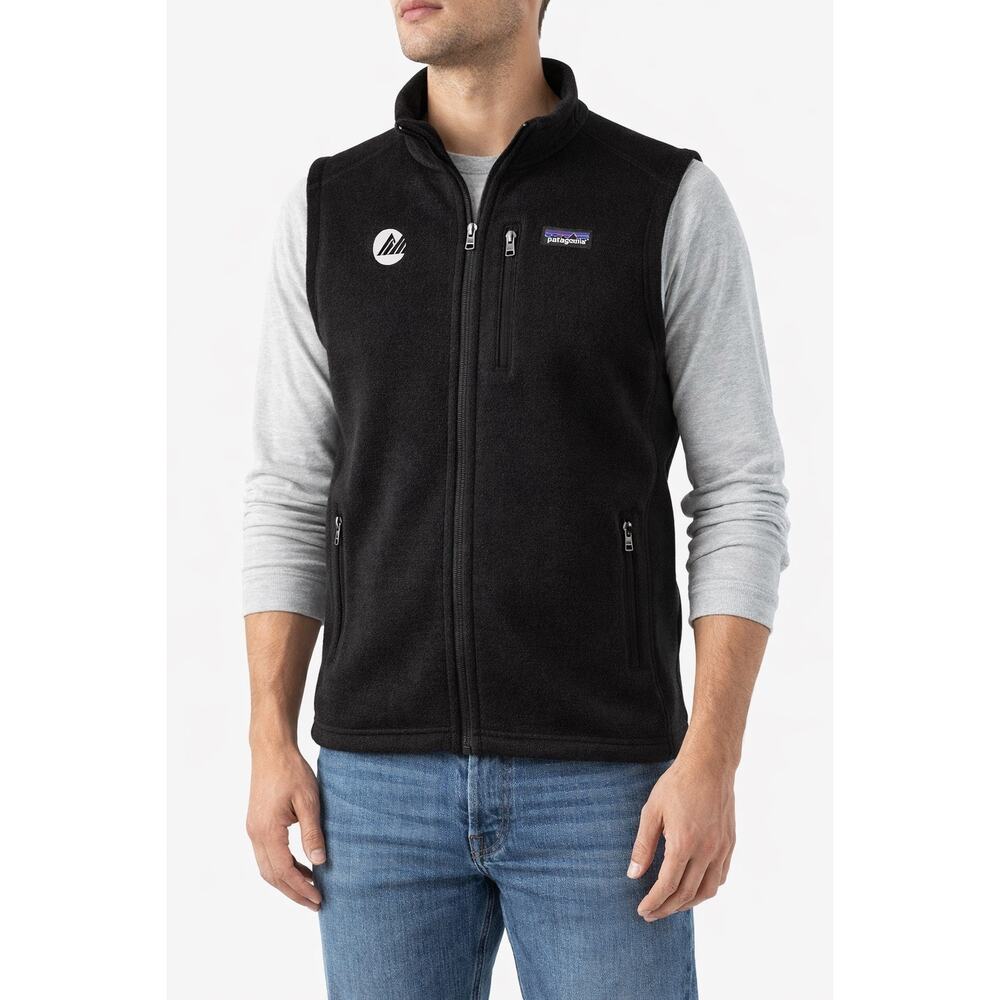 Patagonia Mens Better Sweater Vest XL Black Full Zip Fleece Custom Logo